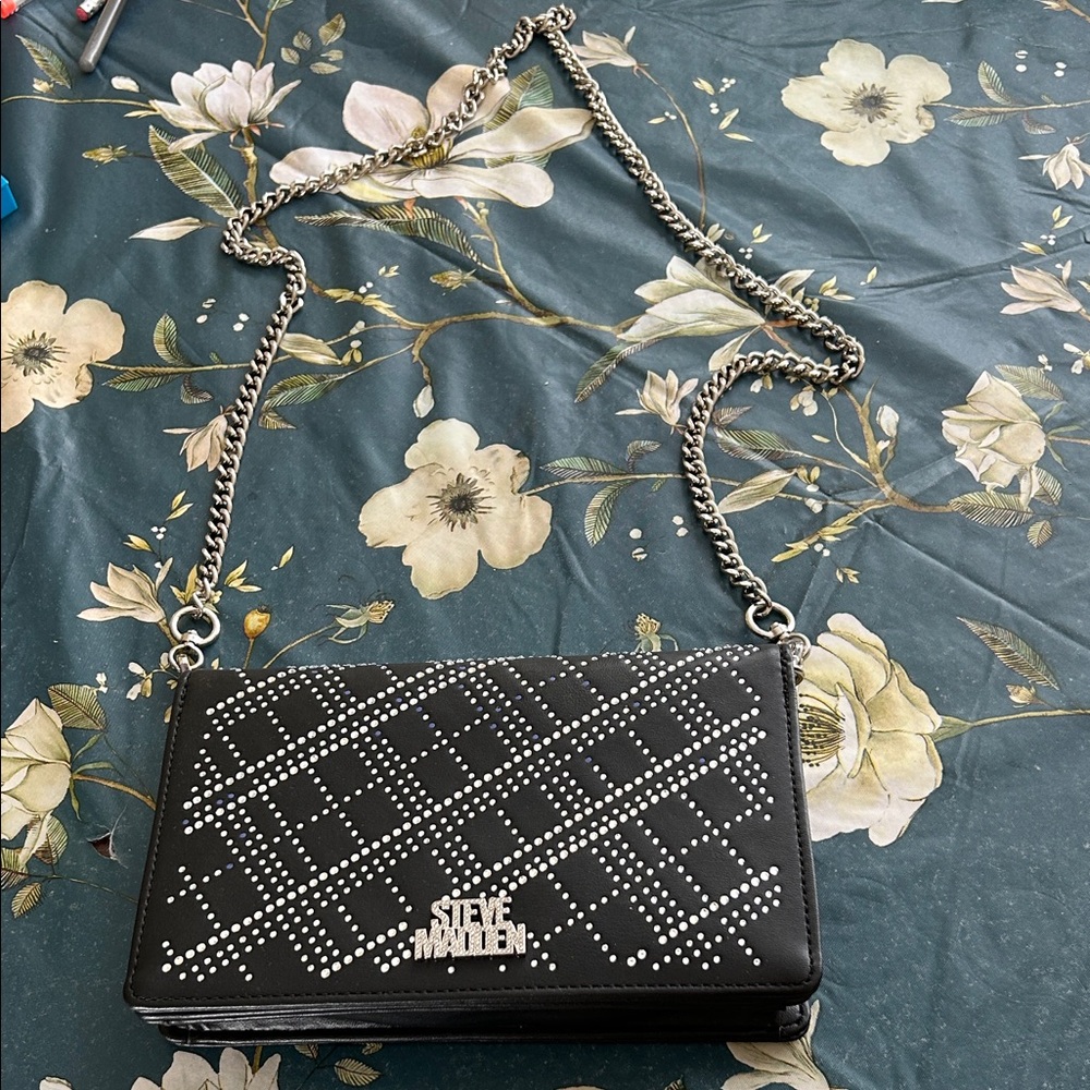 Steve Madden Black Crossbody Bag with Silver Accents